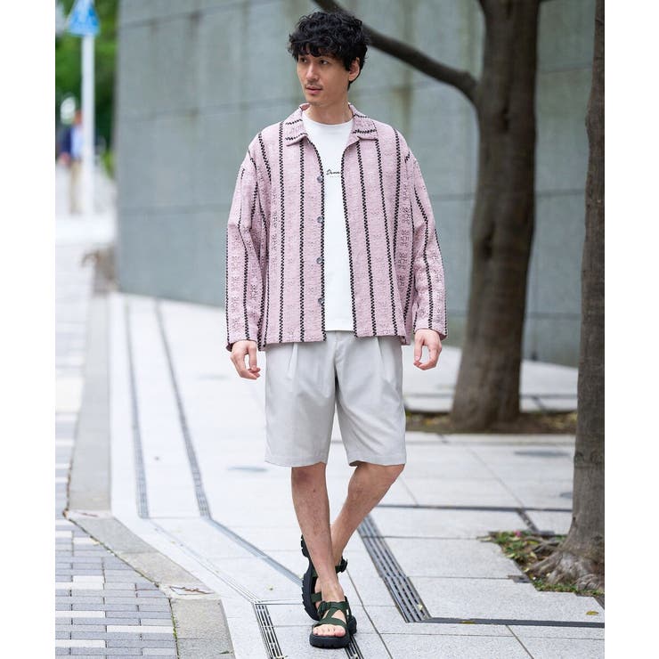 真夏もお任せの涼しい長袖シャツ【洗濯機で洗える】透かしストライプ ワイドシルエッ… | a.v.v【MEN】 | 詳細画像4 