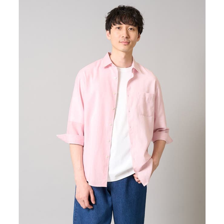 ピンク | リネン混7分袖シャツ | a.v.v【MEN】