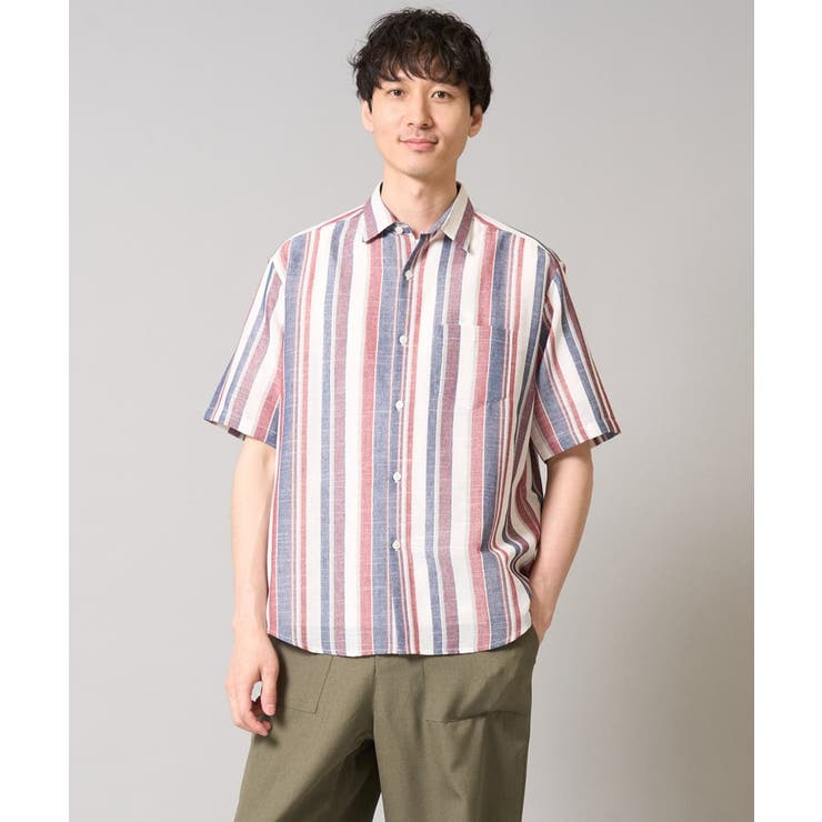 【洗濯機で洗える】マルチストライプワイドシルエットシャツ | a.v.v【MEN】 | 詳細画像1 
