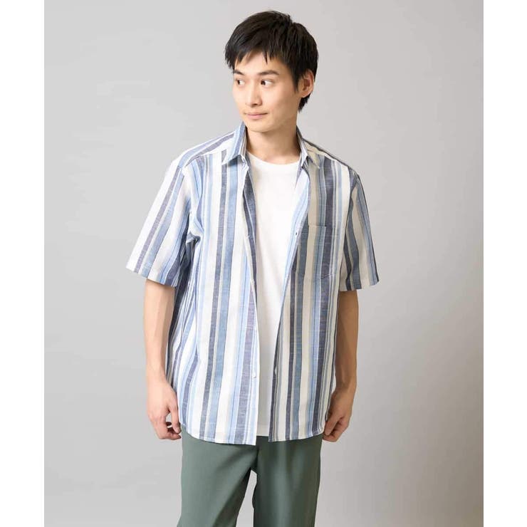 【洗濯機で洗える】マルチストライプワイドシルエットシャツ | a.v.v【MEN】 | 詳細画像12 