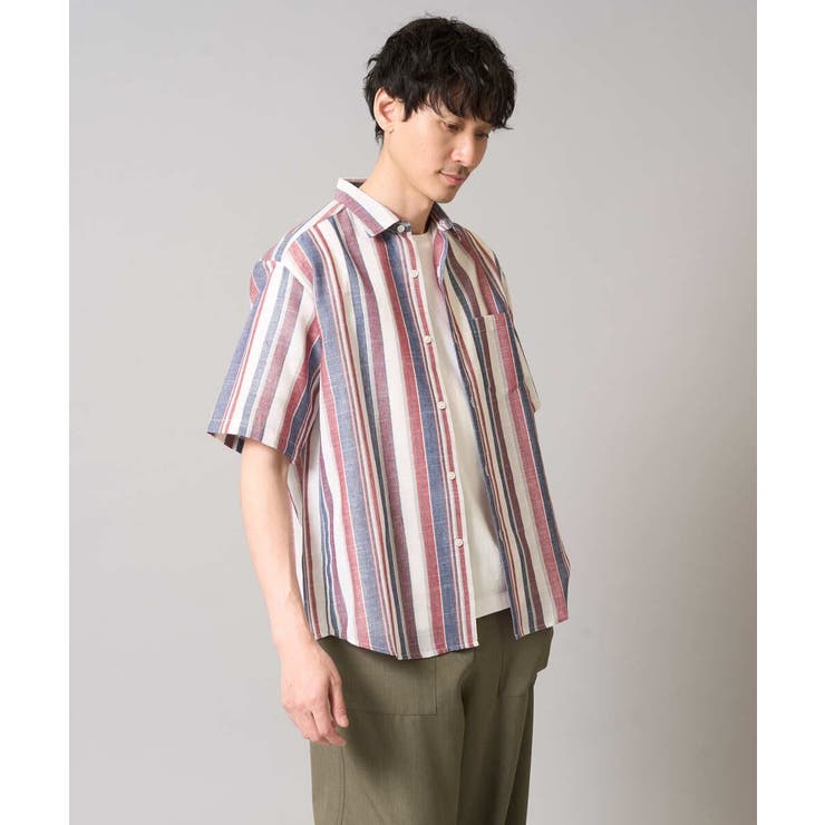 【洗濯機で洗える】マルチストライプワイドシルエットシャツ | a.v.v【MEN】 | 詳細画像13 