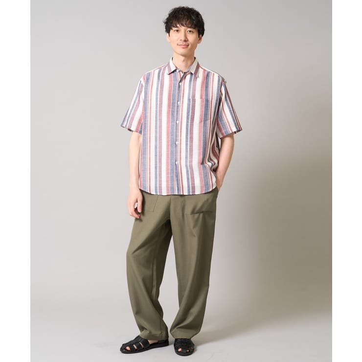 【洗濯機で洗える】マルチストライプワイドシルエットシャツ | a.v.v【MEN】 | 詳細画像2 