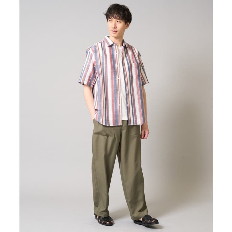 【洗濯機で洗える】マルチストライプワイドシルエットシャツ | a.v.v【MEN】 | 詳細画像5 