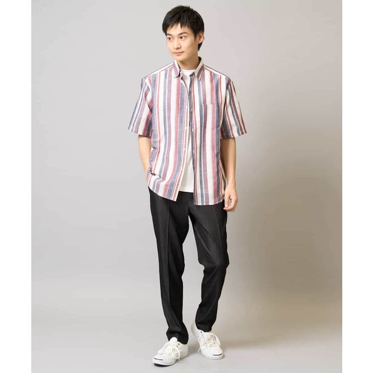 【洗濯機で洗える】マルチストライプワイドシルエットシャツ | a.v.v【MEN】 | 詳細画像6 