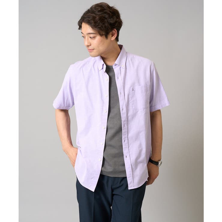 ラベンダー | オックス ワンポイント刺繍半袖シャツ | a.v.v【MEN】