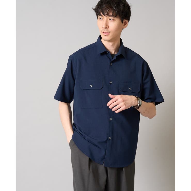 ネイビー | 【速乾/イージーケア】Wポケットシャツ【夏リライト】 | a.v.v【MEN】