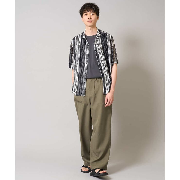 【洗える】ランダムストライプ五分袖オープンカラーシャツ | a.v.v【MEN】 | 詳細画像11 