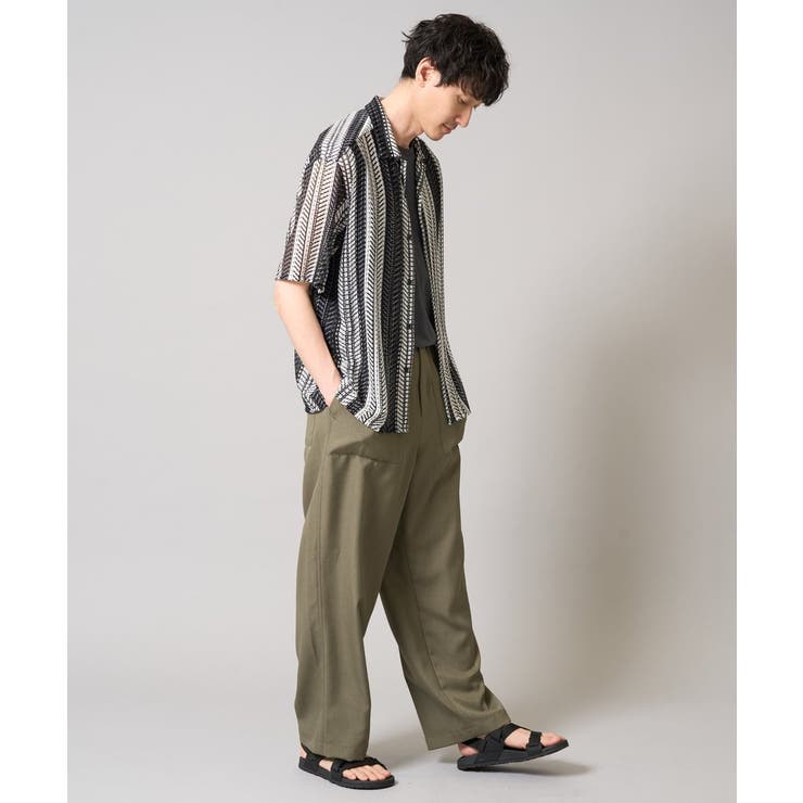 【洗える】ランダムストライプ五分袖オープンカラーシャツ | a.v.v【MEN】 | 詳細画像12 