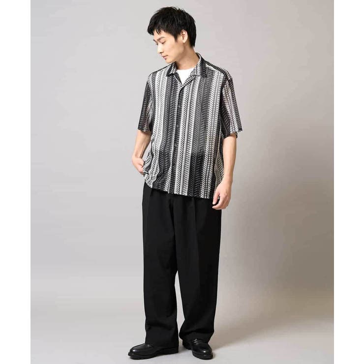 【洗える】ランダムストライプ五分袖オープンカラーシャツ | a.v.v【MEN】 | 詳細画像13 