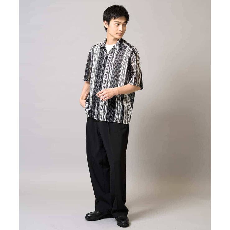 【洗える】ランダムストライプ五分袖オープンカラーシャツ | a.v.v【MEN】 | 詳細画像14 