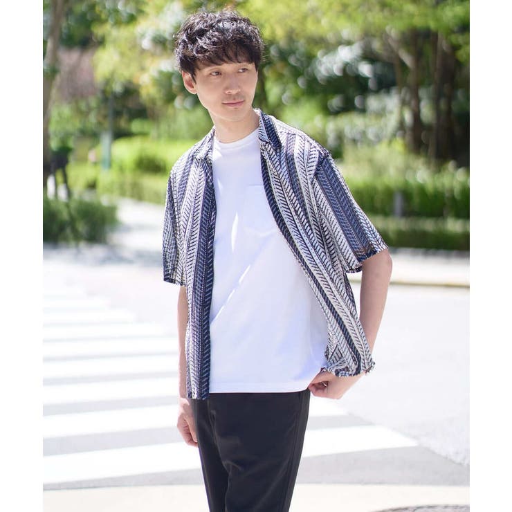 【洗える】ランダムストライプ五分袖オープンカラーシャツ | a.v.v【MEN】 | 詳細画像15 