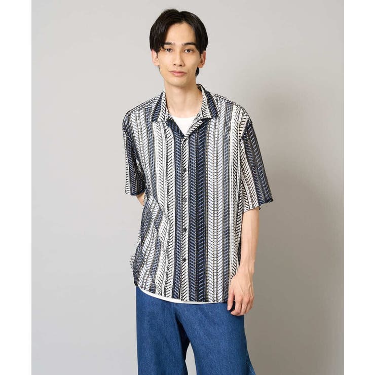 【洗える】ランダムストライプ五分袖オープンカラーシャツ | a.v.v【MEN】 | 詳細画像16 