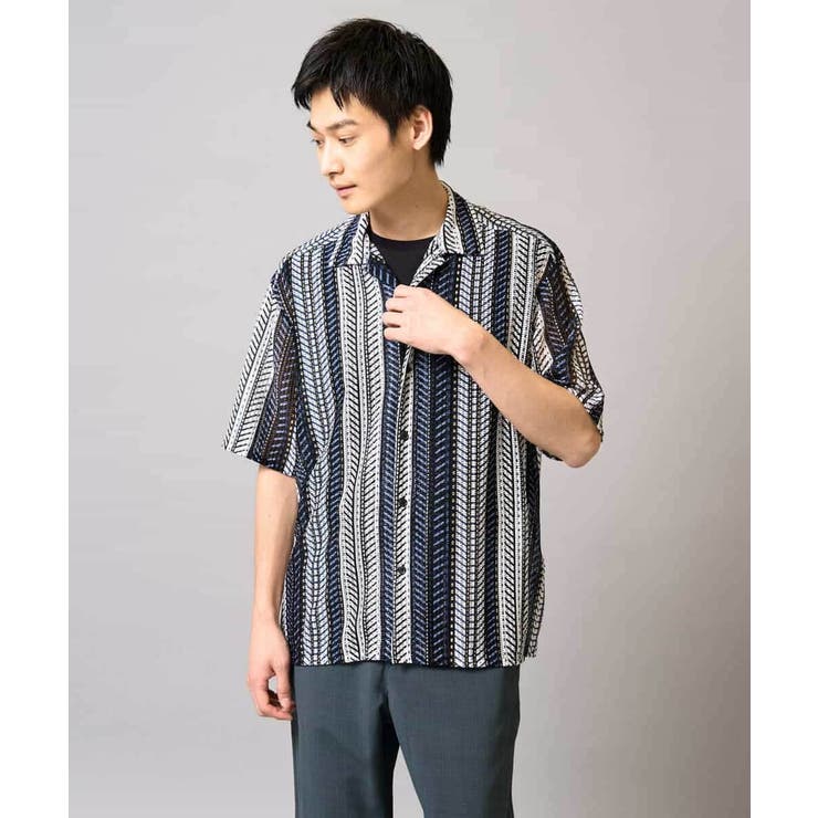 【洗える】ランダムストライプ五分袖オープンカラーシャツ | a.v.v【MEN】 | 詳細画像18 