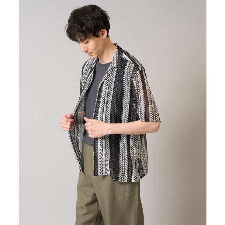 【洗える】ランダムストライプ五分袖オープンカラーシャツ | a.v.v【MEN】 | 詳細画像19 