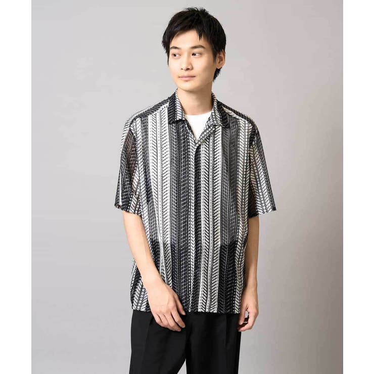 【洗える】ランダムストライプ五分袖オープンカラーシャツ | a.v.v【MEN】 | 詳細画像20 