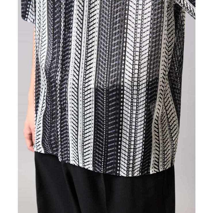 【洗える】ランダムストライプ五分袖オープンカラーシャツ | a.v.v【MEN】 | 詳細画像25 