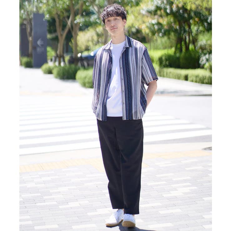 【洗える】ランダムストライプ五分袖オープンカラーシャツ | a.v.v【MEN】 | 詳細画像3 