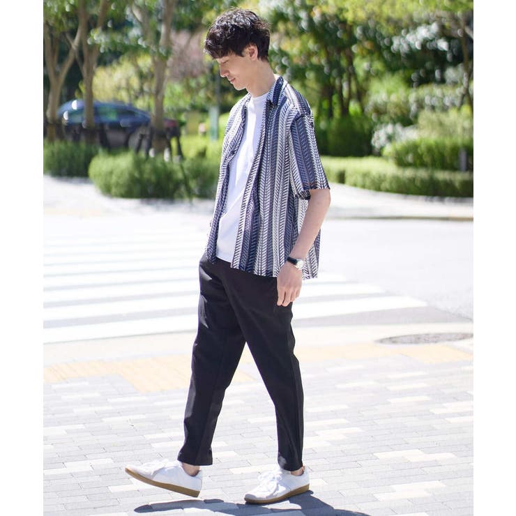 【洗える】ランダムストライプ五分袖オープンカラーシャツ | a.v.v【MEN】 | 詳細画像4 