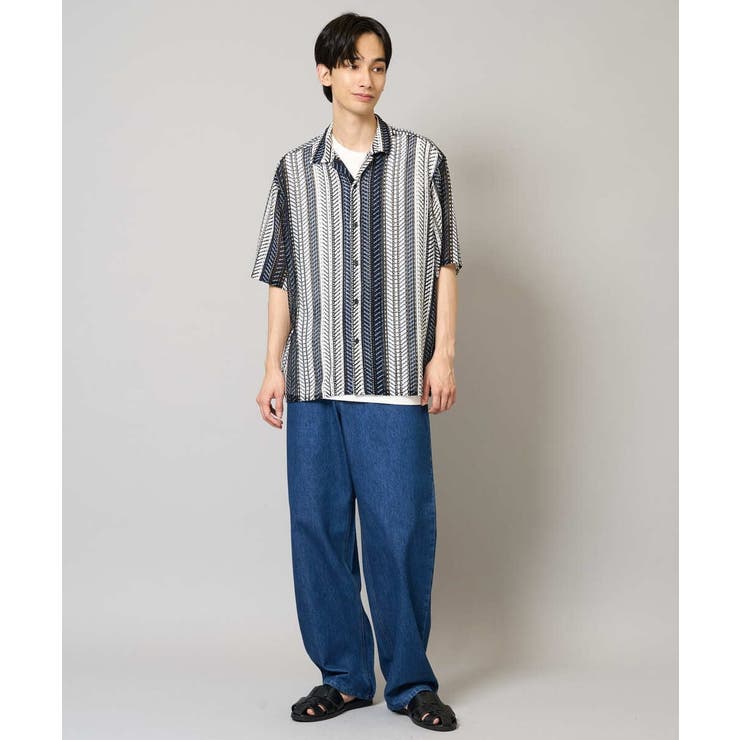 【洗える】ランダムストライプ五分袖オープンカラーシャツ | a.v.v【MEN】 | 詳細画像6 