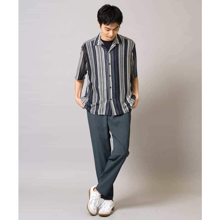 【洗える】ランダムストライプ五分袖オープンカラーシャツ | a.v.v【MEN】 | 詳細画像8 