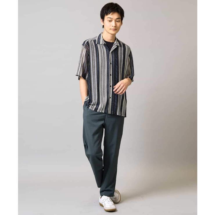 【洗える】ランダムストライプ五分袖オープンカラーシャツ | a.v.v【MEN】 | 詳細画像9 