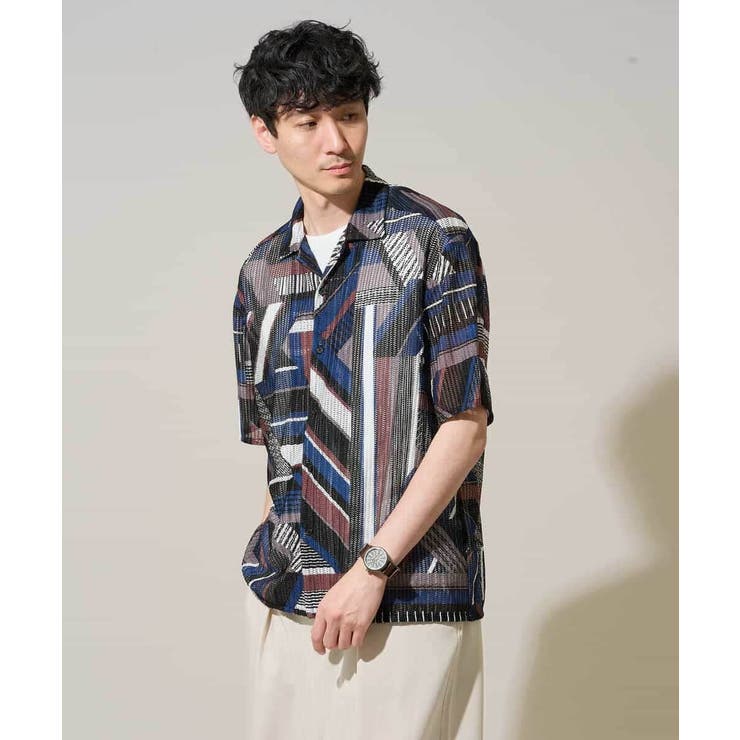 【洗濯機で洗える】涼シャツ / ビッグキカゴブソデオープンカラーシャツ | a.v.v【MEN】 | 詳細画像12 