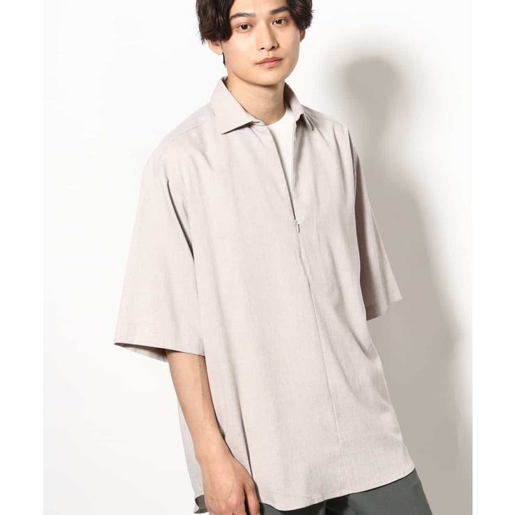 ベージュ | 【好印象シャツ】スキッパーシャツプルオーバー 五分袖 | a.v.v【MEN】