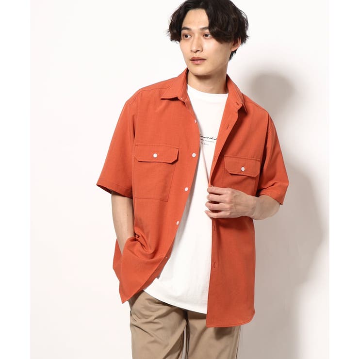 オレンジ | 【軽くて涼しい】ダブルポケットシャツ (セットアップ可）リライト シリーズ2 | a.v.v【MEN】