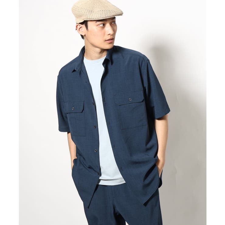 ブルー | 【軽くて涼しい】ダブルポケットシャツ (セットアップ可）リライト シリーズ2 | a.v.v【MEN】