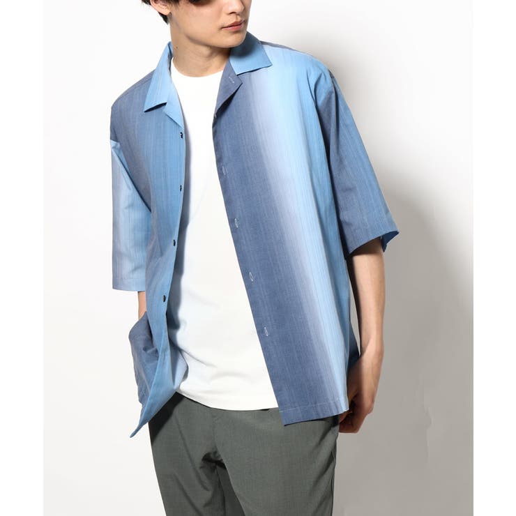 【軽くて涼しい】グラデーションプリントオープンカラーシャツ ５分袖 | a.v.v【MEN】 | 詳細画像1 