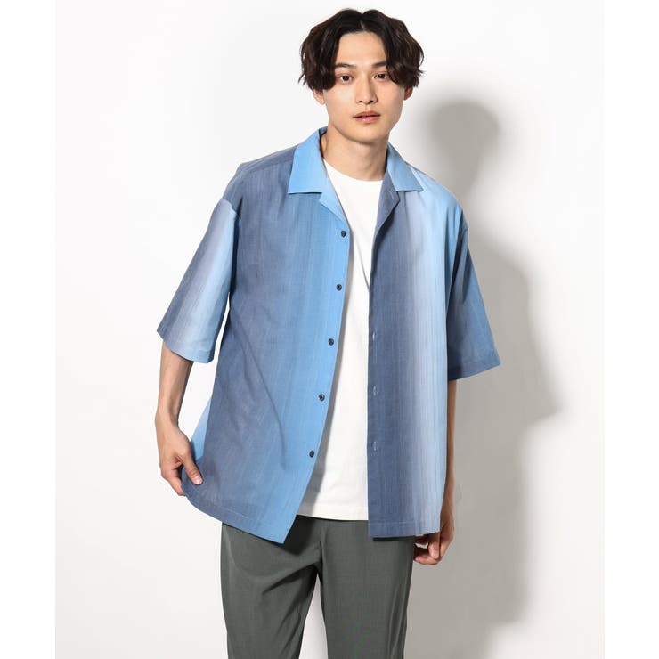 【軽くて涼しい】グラデーションプリントオープンカラーシャツ ５分袖 | a.v.v【MEN】 | 詳細画像12 