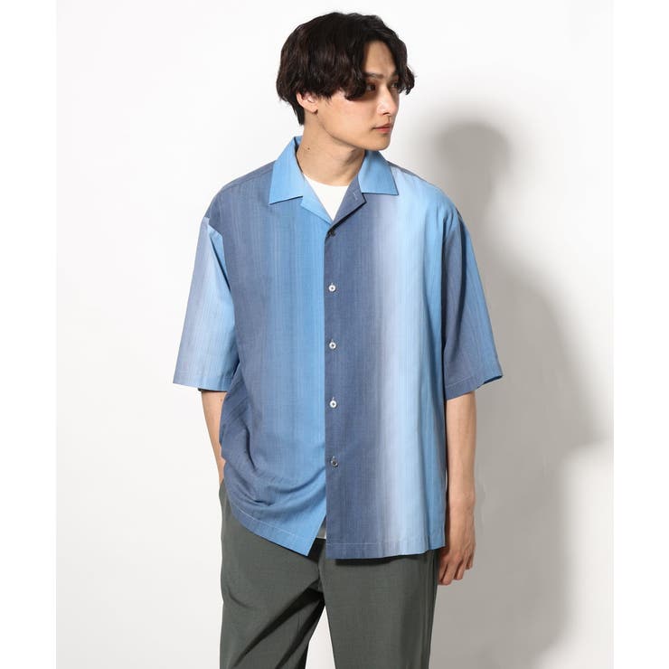 【軽くて涼しい】グラデーションプリントオープンカラーシャツ ５分袖 | a.v.v【MEN】 | 詳細画像13 