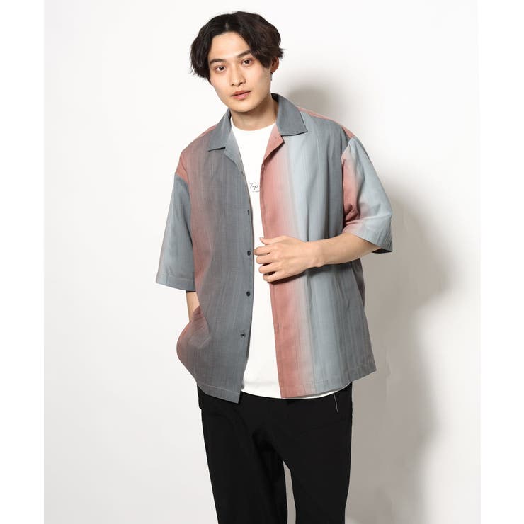 【軽くて涼しい】グラデーションプリントオープンカラーシャツ ５分袖 | a.v.v【MEN】 | 詳細画像8 