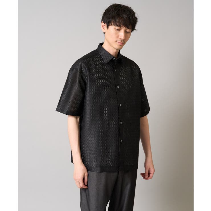 ドットジャカードワイドシルエットシャツ | a.v.v【MEN】 | 詳細画像9 