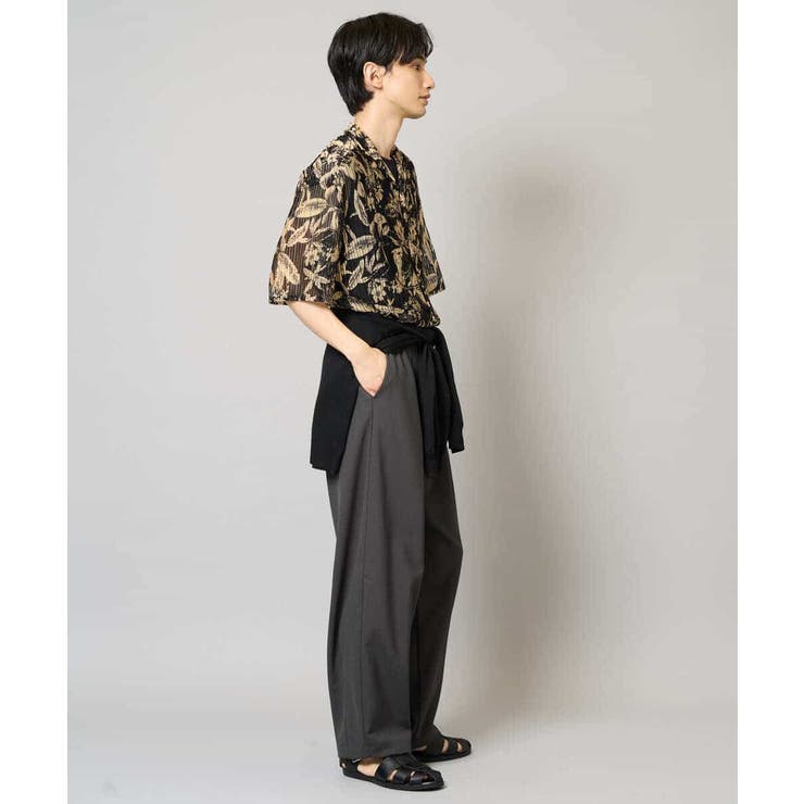 【洗濯機で洗える】メッシュニットダークフラワー五分袖オープンカラーシャツ | a.v.v【MEN】 | 詳細画像10 