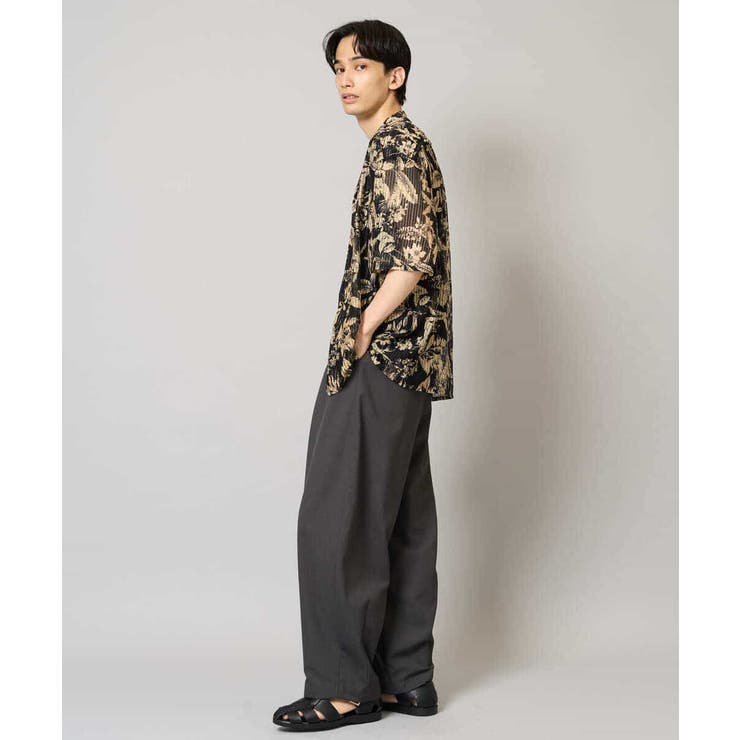 【洗濯機で洗える】メッシュニットダークフラワー五分袖オープンカラーシャツ | a.v.v【MEN】 | 詳細画像16 