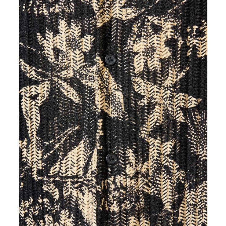 【洗濯機で洗える】メッシュニットダークフラワー五分袖オープンカラーシャツ | a.v.v【MEN】 | 詳細画像27 