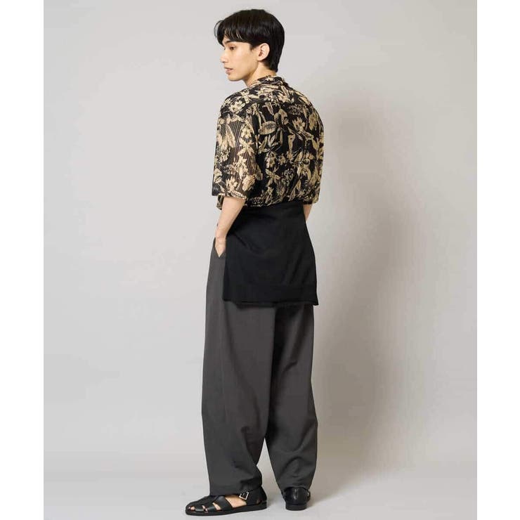 【洗濯機で洗える】メッシュニットダークフラワー五分袖オープンカラーシャツ | a.v.v【MEN】 | 詳細画像9 