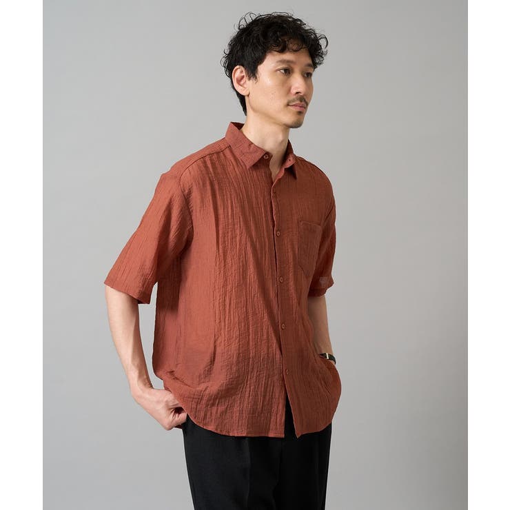 ダークオレンジ | 【接触冷感】ワッシャーシアーワイドシルエットシャツ | a.v.v【MEN】