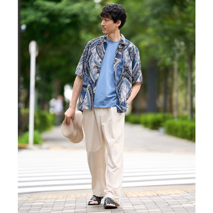 【洗濯機で洗える】アートプリントゴブソデオープンカラーシャツ | a.v.v【MEN】 | 詳細画像12 