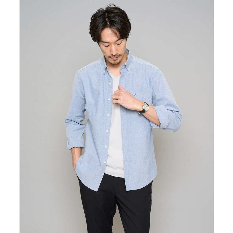 ブルー | 【イージーケア/速乾/毛玉になりにくい】ボタンダウンオックスシャツ | a.v.v【MEN】
