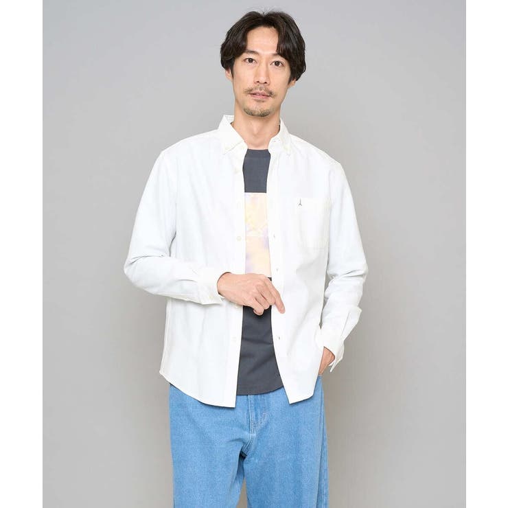 ホワイト | 【イージーケア/速乾/毛玉になりにくい】ボタンダウンオックスシャツ | a.v.v【MEN】