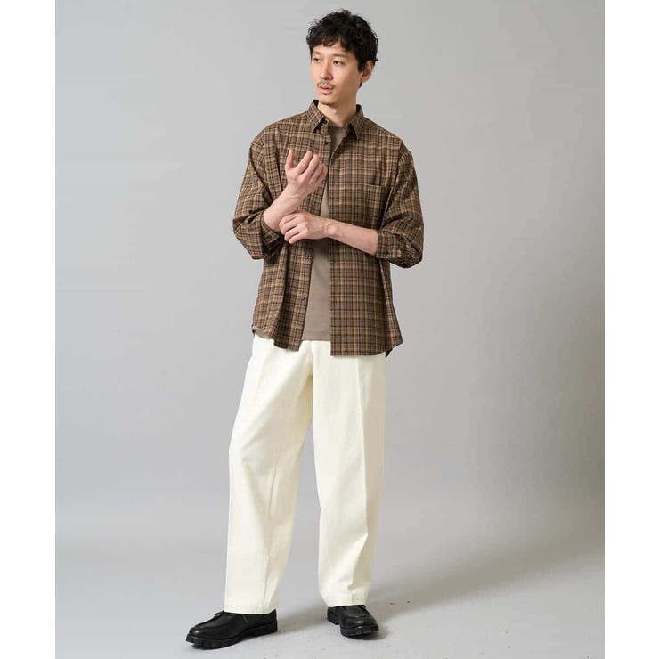 【イージーケア/洗濯機で洗える】チェックワイドシルエットシャツ | a.v.v【MEN】 | 詳細画像3 