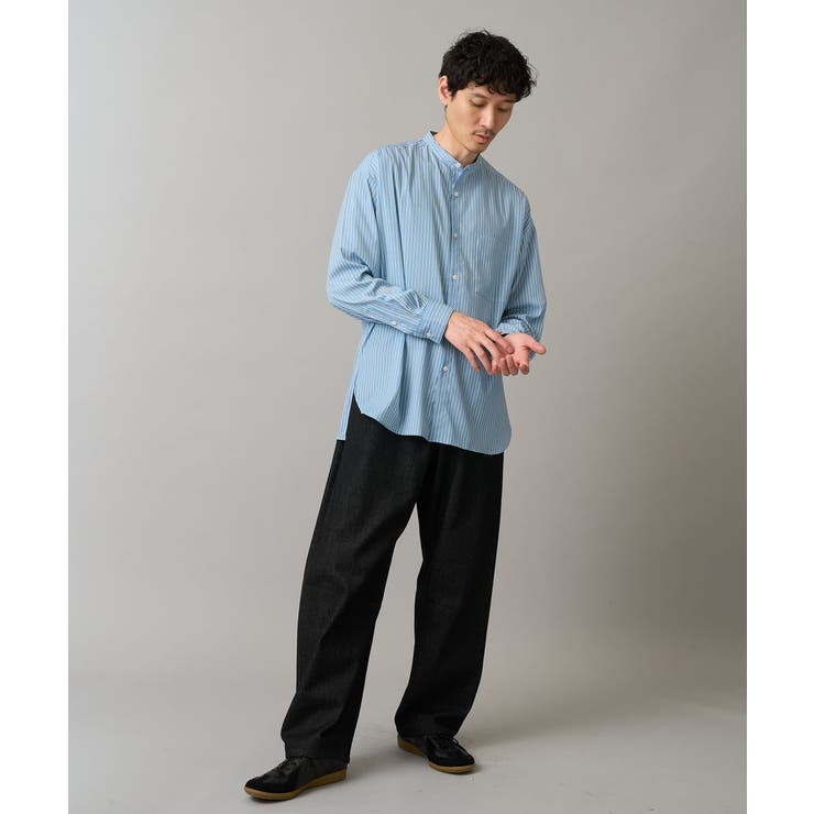 【イージーケア ストレッチ】ストライププリントバンドカラーシャツ【洗濯機で洗える… | a.v.v【MEN】 | 詳細画像3 