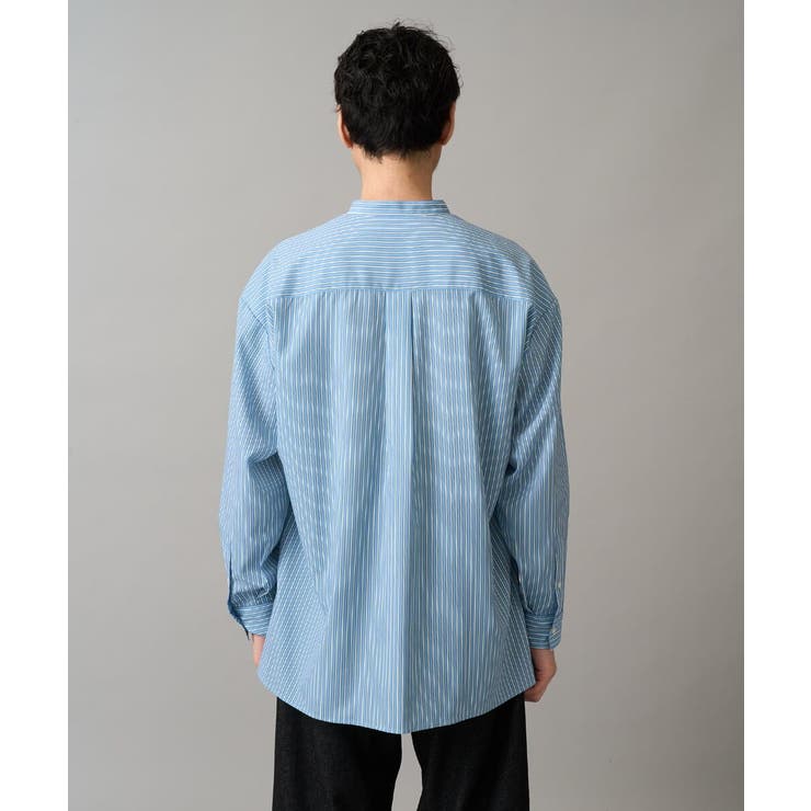 【イージーケア ストレッチ】ストライププリントバンドカラーシャツ【洗濯機で洗える… | a.v.v【MEN】 | 詳細画像5 