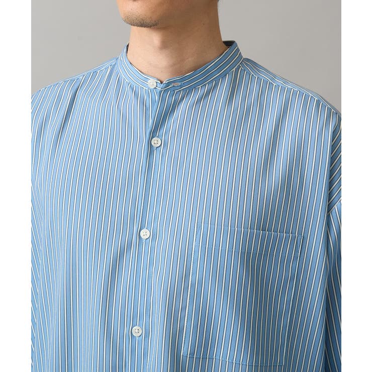 【イージーケア ストレッチ】ストライププリントバンドカラーシャツ【洗濯機で洗える… | a.v.v【MEN】 | 詳細画像6 