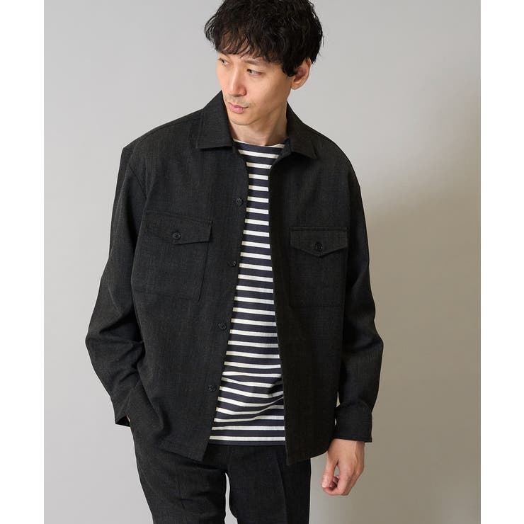 ダークグレー | 【イージーケア シワになりにくい】ダブルポケットシャツ 秋リライト【洗濯機で洗え… | a.v.v【MEN】