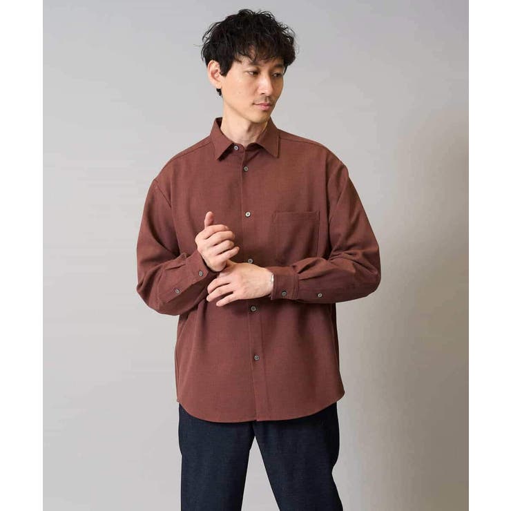 バーガンディ | 【イージーケア シワになりにくい】ワイドシルエットシャツ 秋リライト【洗濯機で洗… | a.v.v【MEN】