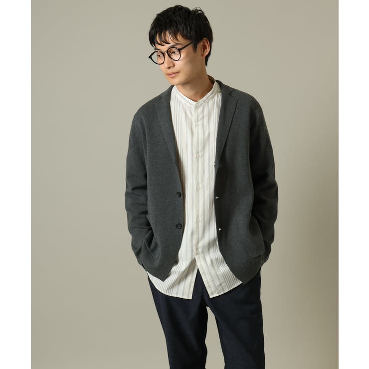 【やわらかい着心地】ランダムストライプ柄ツイルセミワイドシルエットバンドシャツ | a.v.v【MEN】 | 詳細画像22 