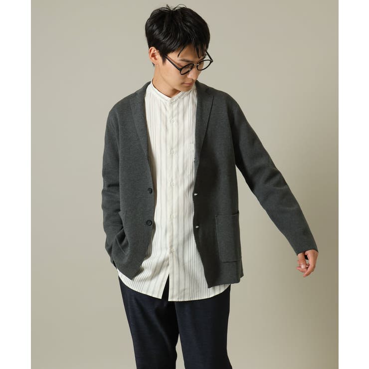 【やわらかい着心地】ランダムストライプ柄ツイルセミワイドシルエットバンドシャツ | a.v.v【MEN】 | 詳細画像23 